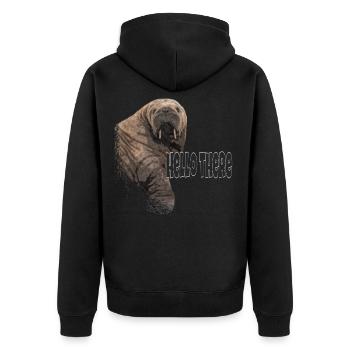 Walrus - Unisex Premium Organic Zip Hoodie - black - Back - Nico (187cm)