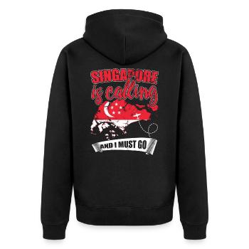 SINGAPUR - Unisex Premium Bio Zip Hoodie - Schwarz - Hinten - Nico (187cm)