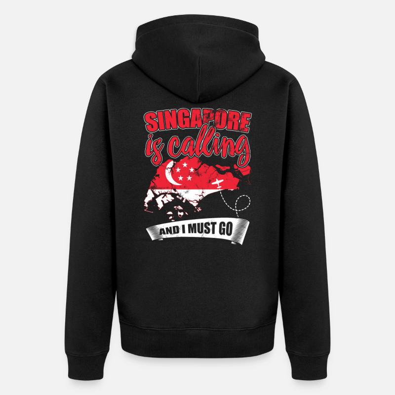 SINGAPUR - Unisex Premium Bio Zip Hoodie - Schwarz