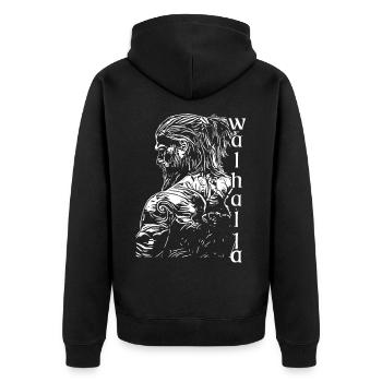 Viking Nordic Rune Viking Walhalla Vikings - Unisex Premium Organic Zip Hoodie - black - Back - Nico (187cm)