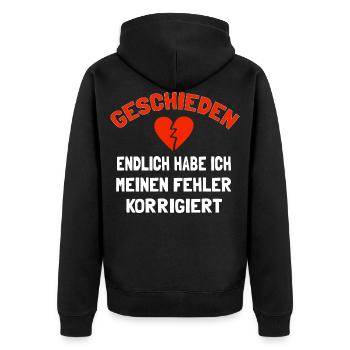 Scheidung Trennung geschieden - Unisex Premium Bio Zip Hoodie - Schwarz - Hinten - Nico (187cm)