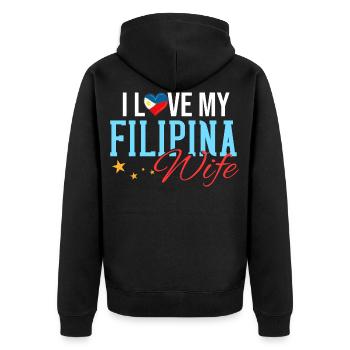 Philippinen Filipino Pinoy Philippinisch - Unisex Premium Bio Zip Hoodie - Schwarz - Hinten - Nico (187cm)