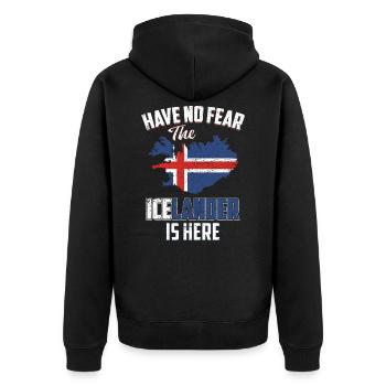 Island - Unisex Premium Bio Zip Hoodie - Schwarz - Hinten - Nico (187cm)