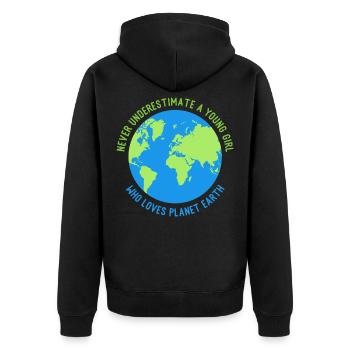 ne sous-estime pas une jeune fille planète n’aime la terre - Veste à capuche bio Premium Unisexe - noir - Dos - Nico (187cm)