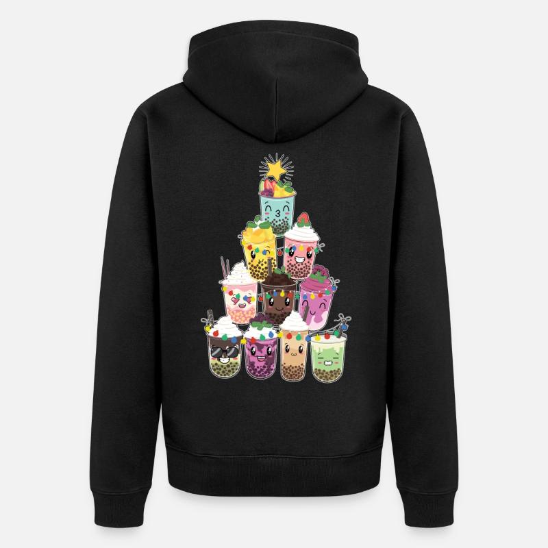 Bubble Tea Weihnachtsbaum - Unisex Premium Bio Zip Hoodie - Schwarz