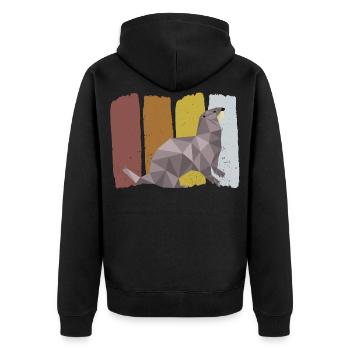 Otter Fischotter Seeotter Geschenkidee Tiere - Unisex Premium Bio Zip Hoodie - Schwarz - Hinten - Nico (187cm)