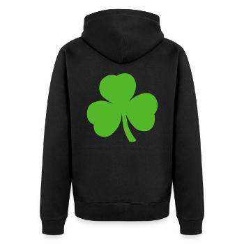 Clover Three-leaf clover lucky clover New Year - Unisex Premium Organic Zip Hoodie - black - Back - Nico (187cm)
