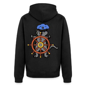 Steuerrad Seefahrt Nautik Küste Schiff Reise - Unisex Premium Bio Zip Hoodie - Schwarz - Hinten - Nico (187cm)