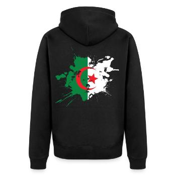 Algerien - Unisex Premium Bio Zip Hoodie - Schwarz - Hinten - Nico (187cm)