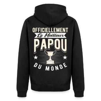 Meilleur Papour Du Monde Cadeaux - Veste à capuche bio Premium Unisexe - noir - Dos - Nico (187cm)
