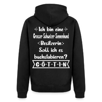 Grosser Schweizer Sennenhund - Unisex Premium Bio Zip Hoodie - Schwarz - Hinten - Nico (187cm)