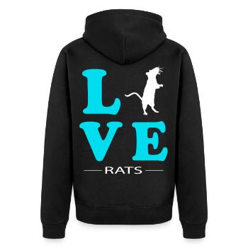 Rat - Unisex Premium Bio Zip Hoodie - Schwarz - Hinten - Nico (187cm)