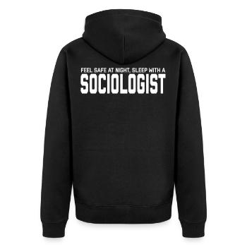 Funny And Dirty Sociologist Tee Shirt - Unisex Premium Organic Zip Hoodie - black - Back - Nico (187cm)