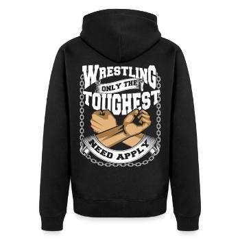 Wrestling - Unisex Premium Bio Zip Hoodie - Schwarz - Hinten - Nico (187cm)