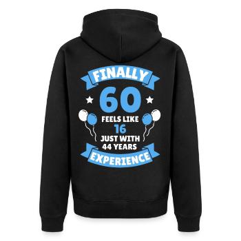 60. Geburtstag 60 Jahre 1961 Geschenk - Unisex Premium Bio Zip Hoodie - Schwarz - Hinten - Nico (187cm)