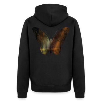 Papillon et forêt - Veste à capuche bio Premium Unisexe - noir - Dos - Nico (187cm)