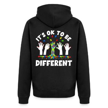 Autismus Bewusstsein - Unisex Premium Bio Zip Hoodie - Schwarz - Hinten - Nico (187cm)