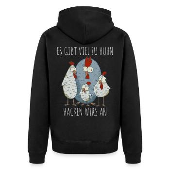 Hühnerzüchter und Hühnerbesitzer mit Hühnerstall - Unisex Premium Bio Zip Hoodie - Schwarz - Hinten - Nico (187cm)