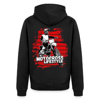 Motocross Design Enduro / Idée cadeau / MX Retro - Veste à capuche bio Premium Unisexe - noir - Dos - Nico (187cm)
