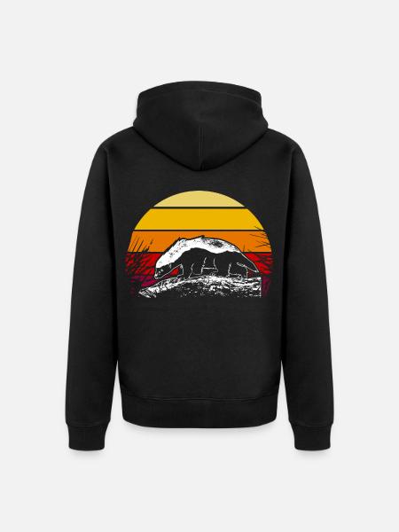 Honigdachs Tier - Unisex Premium Bio Zip Hoodie - Schwarz