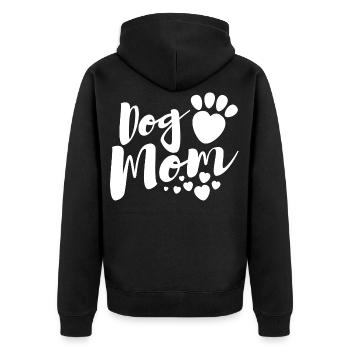 Dog Mom Hunde Motiv - für Hunde Mamas - Unisex Premium Bio Zip Hoodie - Schwarz - Hinten - Nico (187cm)