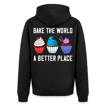 Cupcake Backen Bäckerei Bäcker Kuchen - Unisex Premium Bio Zip Hoodie - Schwarz - Hinten - Nico (187cm)