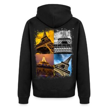 Paris France France Tour Eiffel Tour Eiffel - Veste à capuche bio Premium Unisexe - noir - Dos - Nico (187cm)