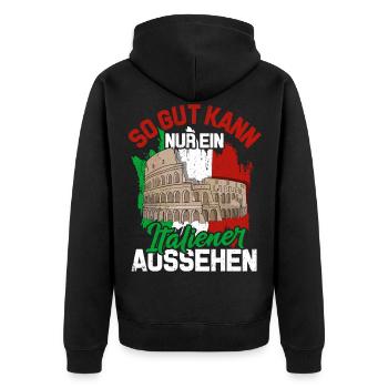 Italien Flagge Mailand Italienisch Geschenk Rom - Unisex Premium Bio Zip Hoodie - Schwarz - Hinten - Nico (187cm)