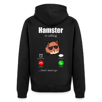 Hamster - Unisex Premium Organic Zip Hoodie - black - Back - Nico (187cm)