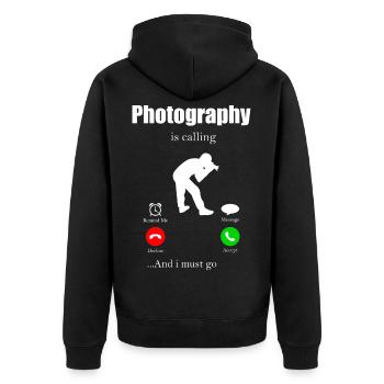 Fotograf Kamera Spiegelreflex Objektiv Foto Camera - Unisex Premium Bio Zip Hoodie - Schwarz - Hinten - Nico (187cm)