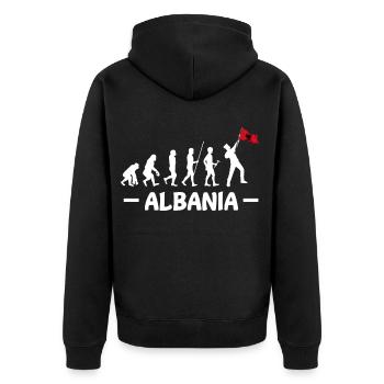 Albanien Kosovo Tirana Balkan Shqip Albaner Flagge - Unisex Premium Bio Zip Hoodie - Schwarz - Hinten - Nico (187cm)