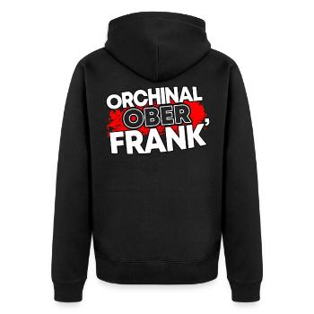 Oberfranken Franken Fränkisches Geschenk - Unisex Premium Bio Zip Hoodie - Schwarz - Hinten - Nico (187cm)