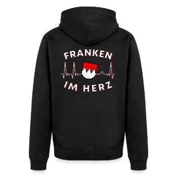 Franken Im Herz Fränkisches Franke Geschenk - Unisex Premium Bio Zip Hoodie - Schwarz - Hinten - Nico (187cm)