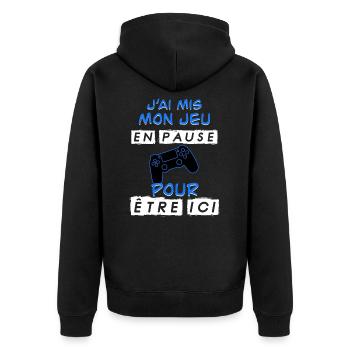 Jeu en pause - Veste à capuche bio Premium Unisexe - noir - Dos - Nico (187cm)