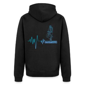 Stuntman - Moto stunt heartbeat - Unisex Premium Organic Zip Hoodie - black - Back - Nico (187cm)