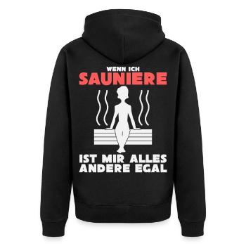 Sauna Spruch lustig - Unisex Premium Bio Zip Hoodie - Schwarz - Hinten - Nico (187cm)