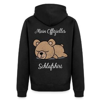 Teddybär Schlafshirt Geschenk Geburtstag - Unisex Premium Bio Zip Hoodie - Schwarz - Hinten - Nico (187cm)