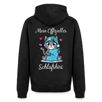 Katze Schlafshirt Geschenk Geburtstag - Unisex Premium Bio Zip Hoodie - Schwarz - Hinten - Nico (187cm)
