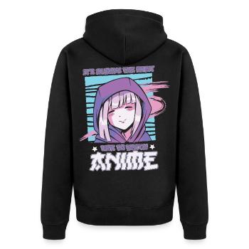 Anime Binge Watching Memes - Unisex Premium Organic Zip Hoodie - black - Back - Nico (187cm)