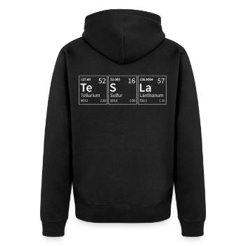 Tesla Periodische Elemente Chemie - Unisex Premium Bio Zip Hoodie - Schwarz - Hinten - Nico (187cm)