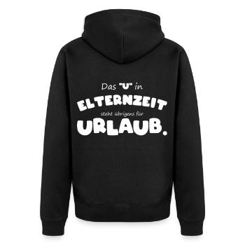 Elternzeit frischgebacken Papa Kollege Geschenk - Unisex Premium Bio Zip Hoodie - Schwarz - Hinten - Nico (187cm)