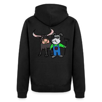 Stier Kuh Bio Öko Bauer Bauernhof Rinder Kühe - Unisex Premium Bio Zip Hoodie - Schwarz - Hinten - Nico (187cm)
