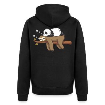Panda Sloth Birthday Christmas Friends Idea - Unisex Premium Organic Zip Hoodie - black - Back - Nico (187cm)