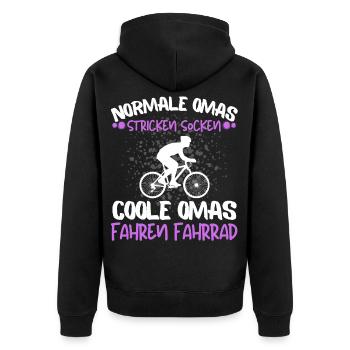 fahrrad geschenk oma geschenkidee radsport bike - Unisex Premium Bio Zip Hoodie - Schwarz - Hinten - Nico (187cm)