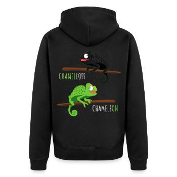 Chameleoff Chameleon Saying - Unisex Premium Organic Zip Hoodie - black - Back - Nico (187cm)