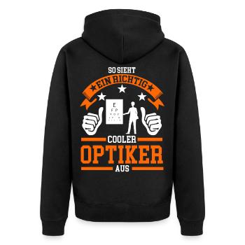 Optiker Brille Optik Geschenk - Unisex Premium Bio Zip Hoodie - Schwarz - Hinten - Nico (187cm)
