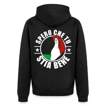 Italie drapeau Tshirt Sicile Proverbes Milan Rome - Veste à capuche bio Premium Unisexe - noir - Dos - Nico (187cm)