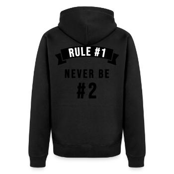 Rule 1: Never be number 2 - Unisex Premium Bio Zip Hoodie - Schwarz - Hinten - Nico (187cm)