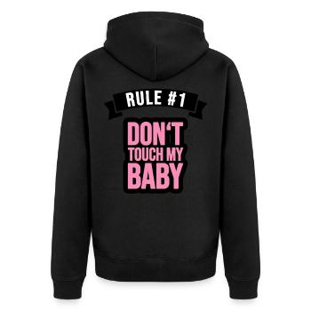 Règle 1 : Don’s touch my baby ! - Veste à capuche bio Premium Unisexe - noir - Dos - Nico (187cm)