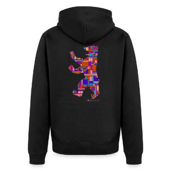 I Love Berlin Shirt - Berlin Bär Design - Berlin - Unisex Premium Bio Zip Hoodie - Schwarz - Hinten - Nico (187cm)